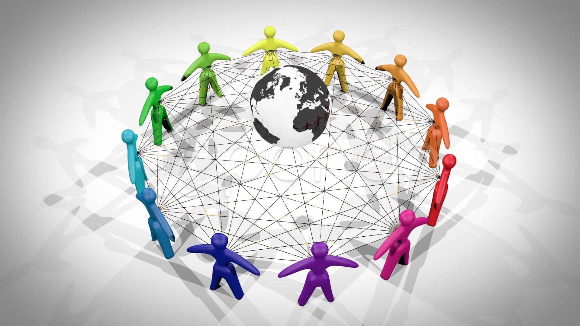 Sfondosociale Globale Per Networking Sociale, Illustrazione. Dimensioni: 1920x1080.