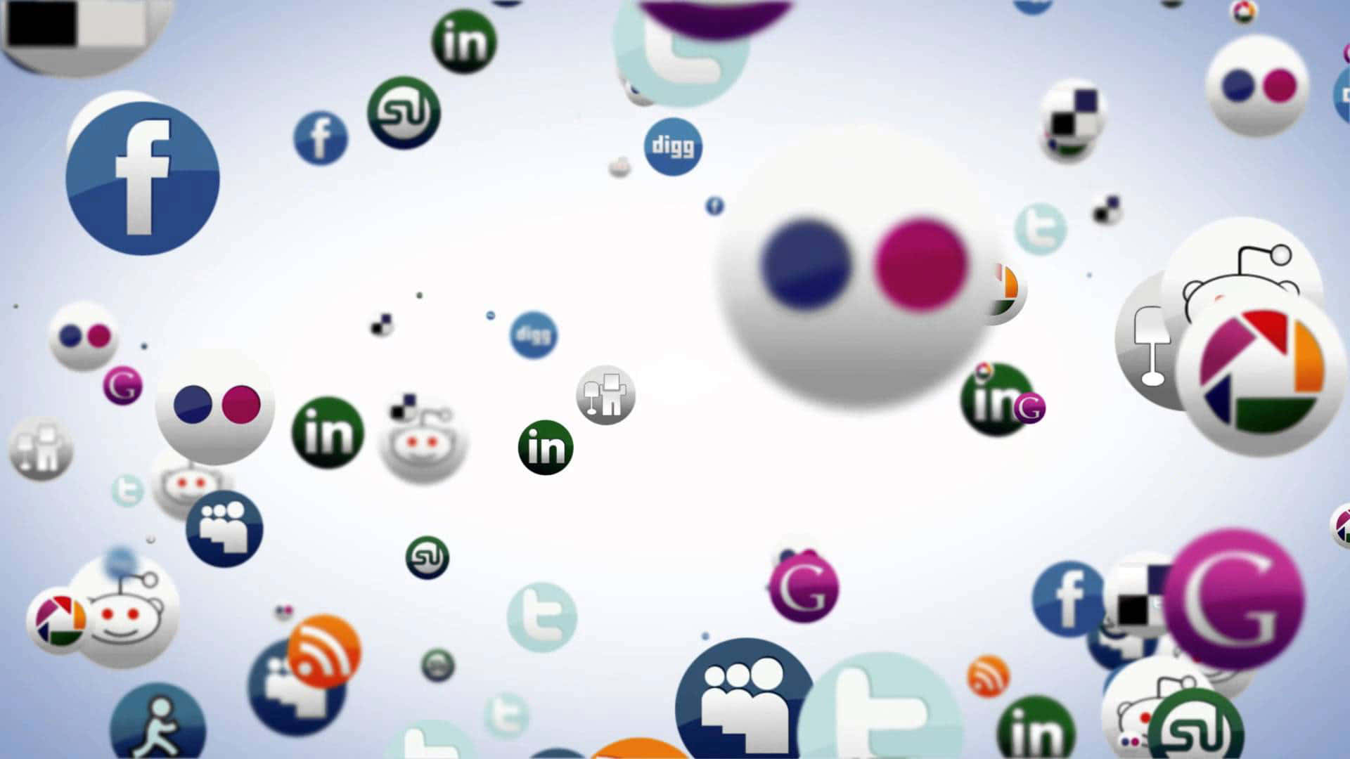 1920x1080 Social Background Logos In Bubbles