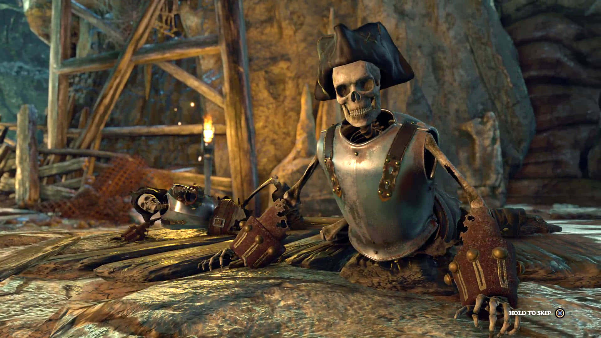 A Skeleton Is Sitting On A Rock In A Video Game