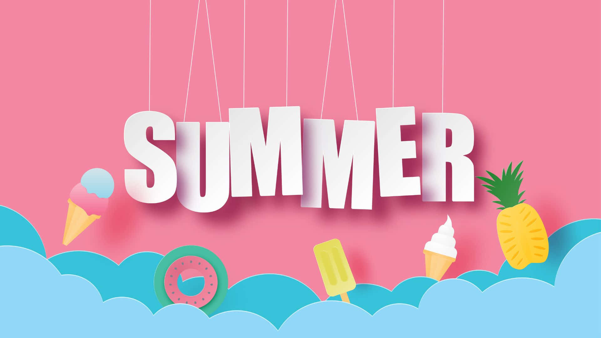 1920x1080 Cute Pink Summer Background Design