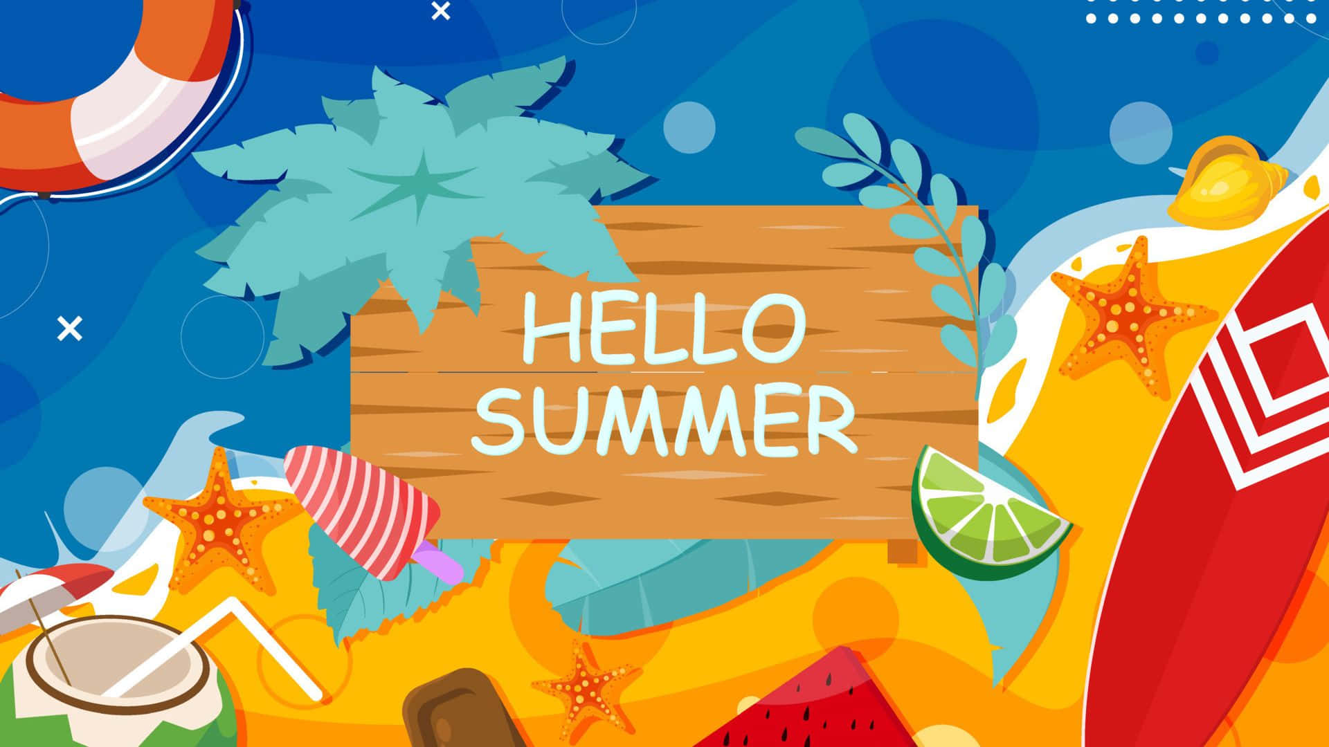 Colorful 1920x1080 Hello Summer Background