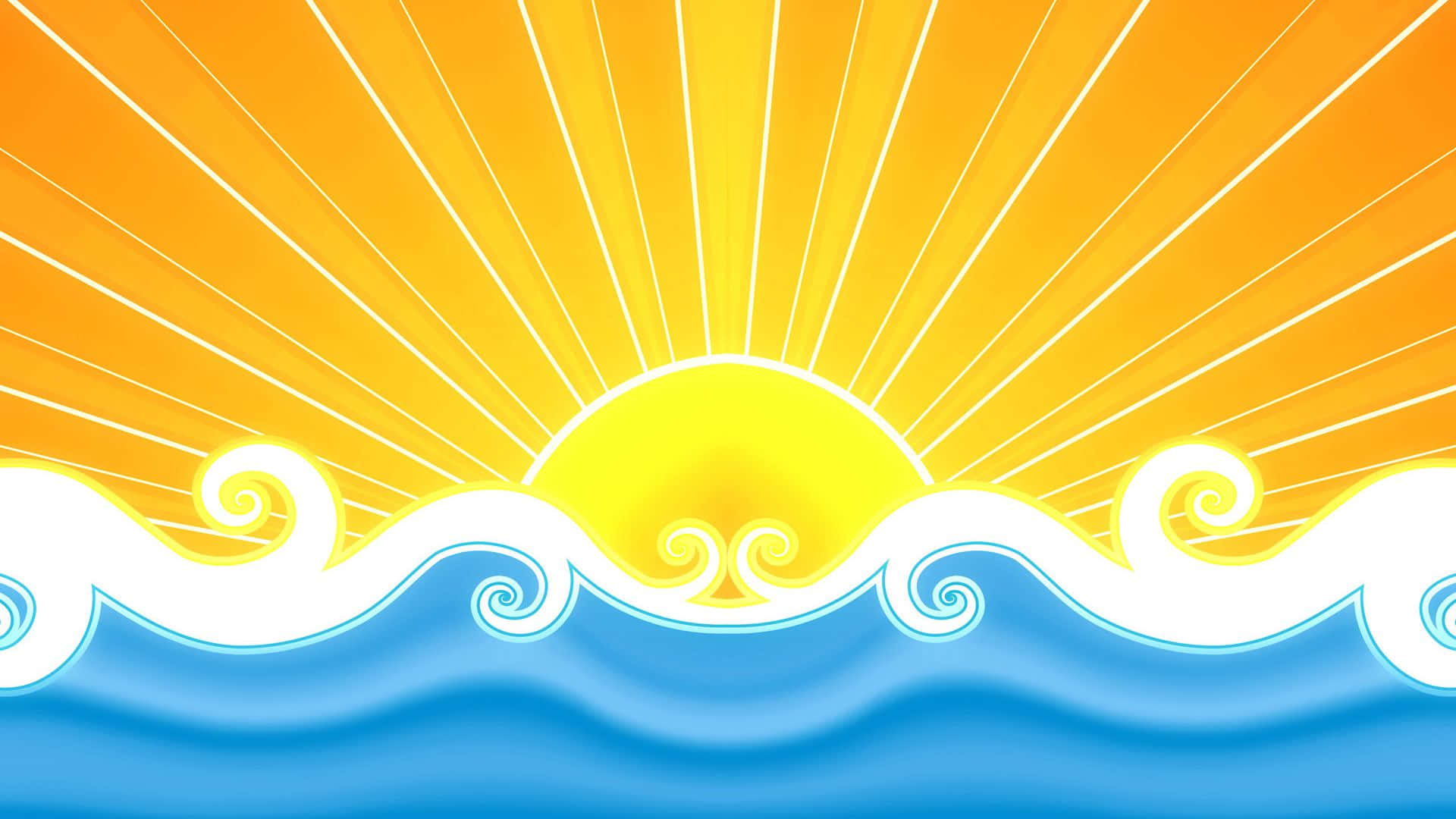1920x1080 Summer Sun And Ocean Waves Background Design