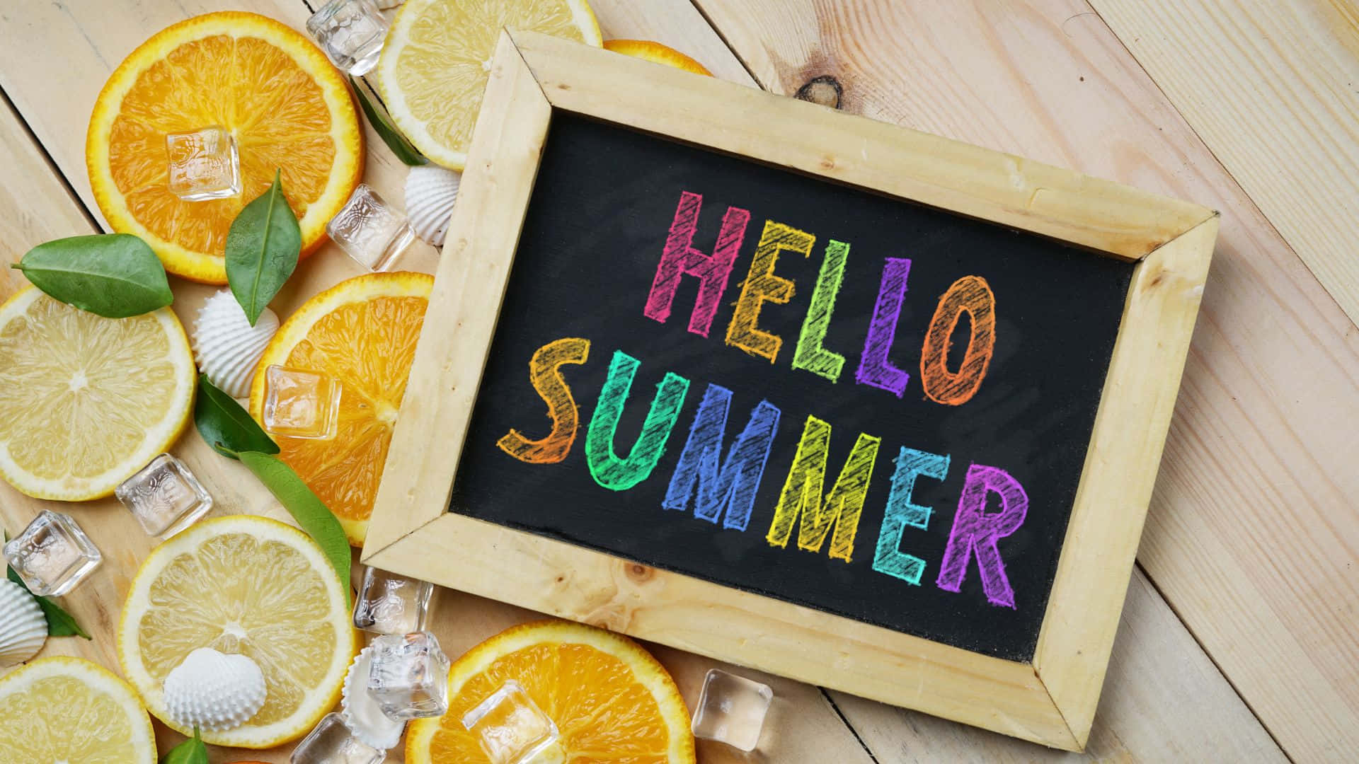 1920x1080 Hello Summer Board Background With Lemons
