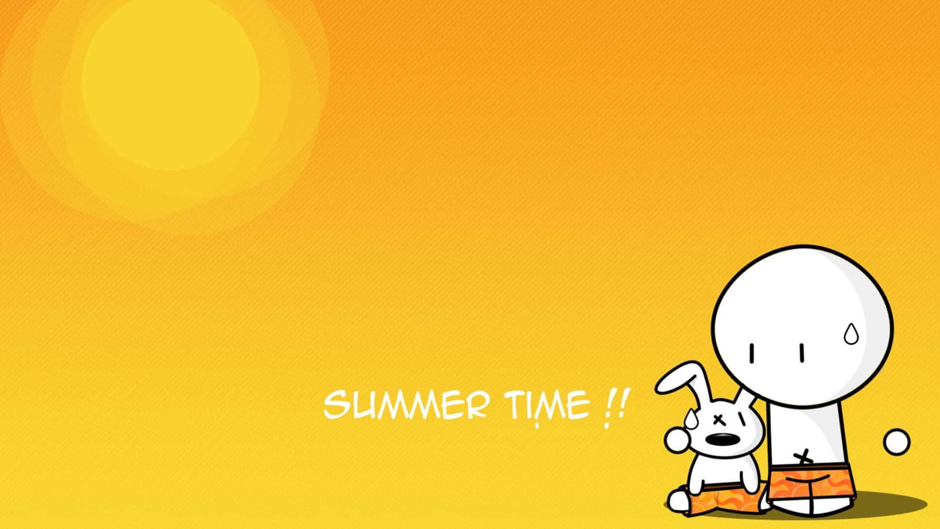 1920x1080niedliches Cartoon Hintergrundbild In Gelb Für Den Sommer