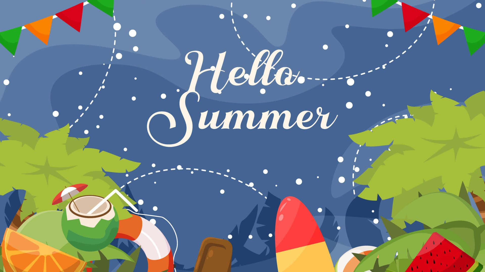 1920x1080 Hello Summer Slogan Background Design