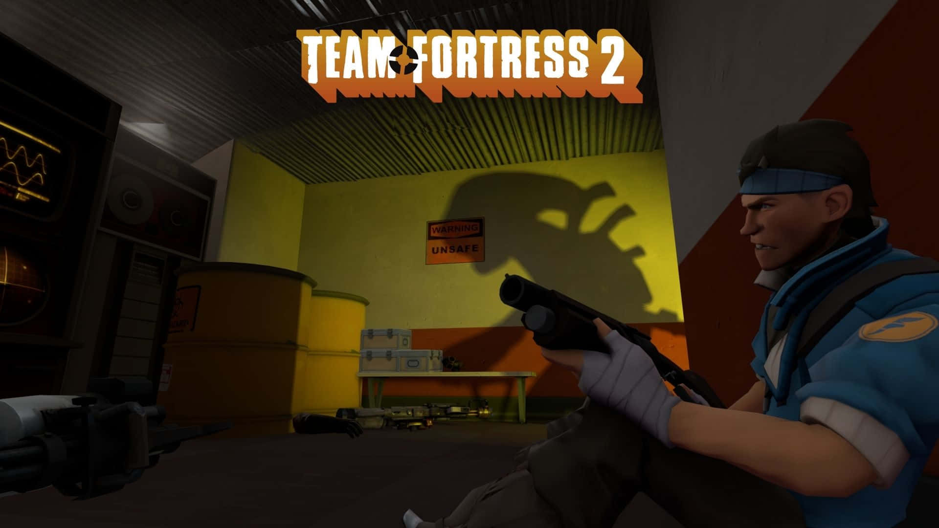 Two characters battle it out in the online game - Team Fortress 2