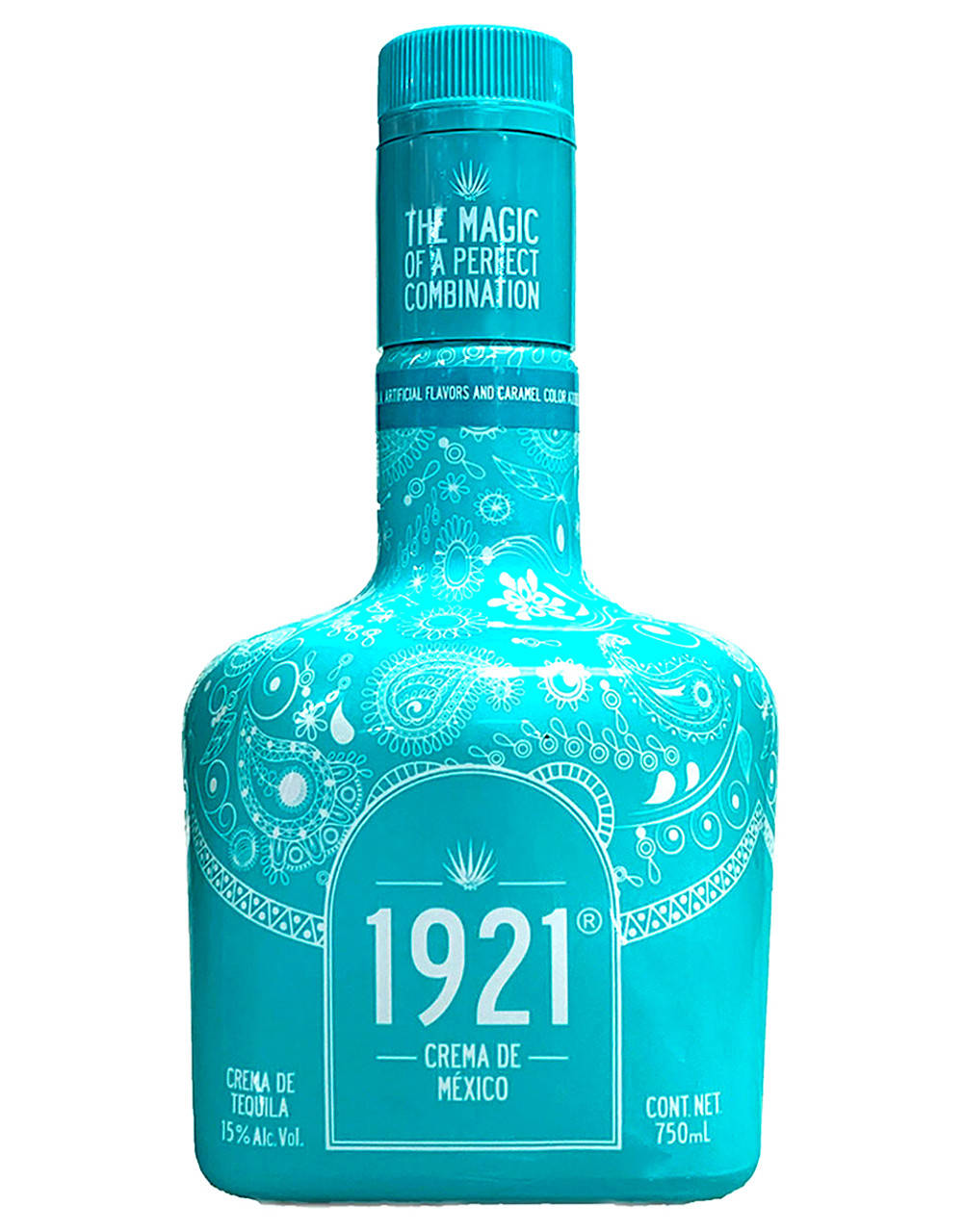 1921 Tequila Azul Maya Crema Bottle White Background Wallpaper
