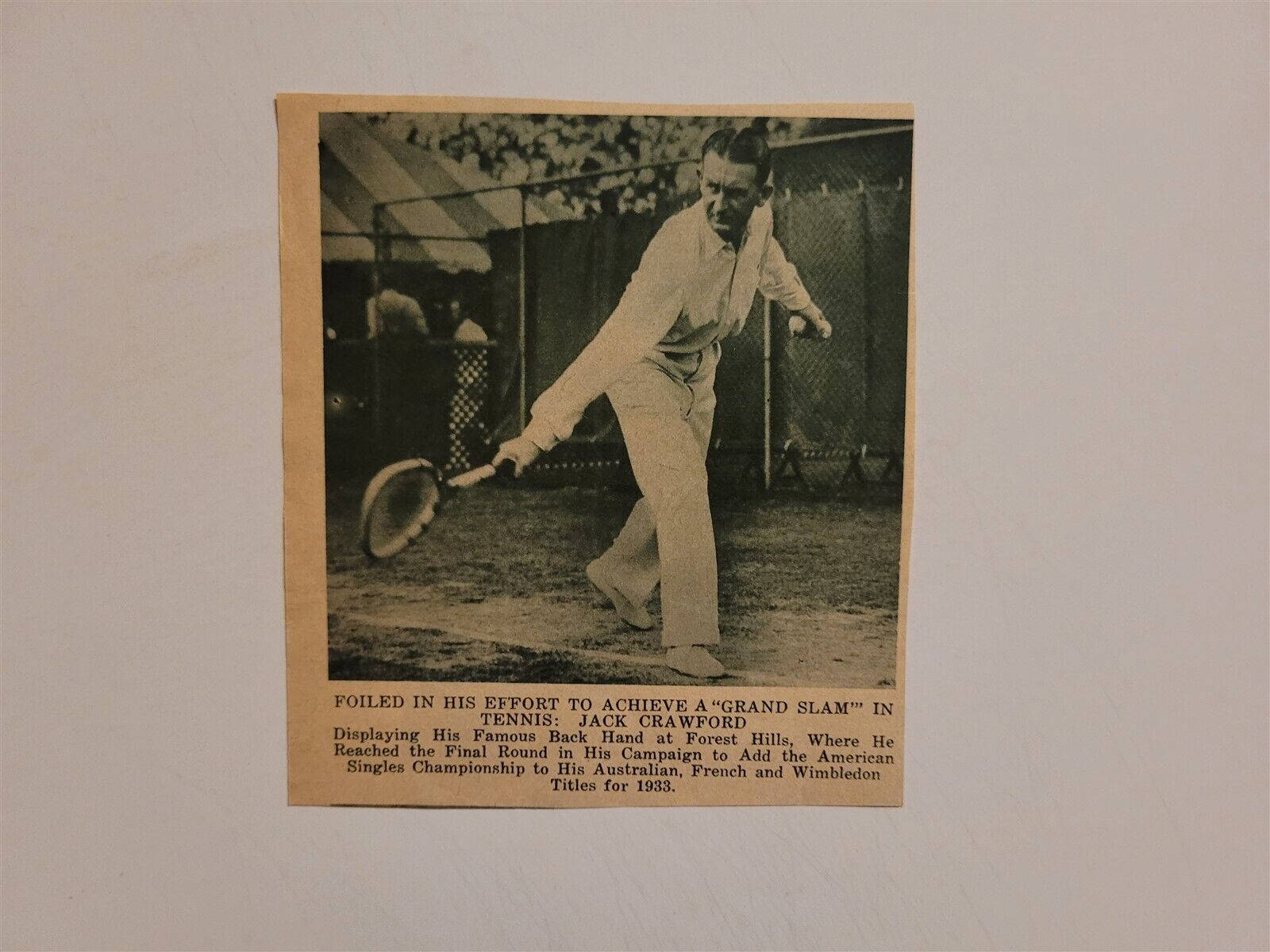 1933 Newspaper Clipping Jack Crawford Wallpaper