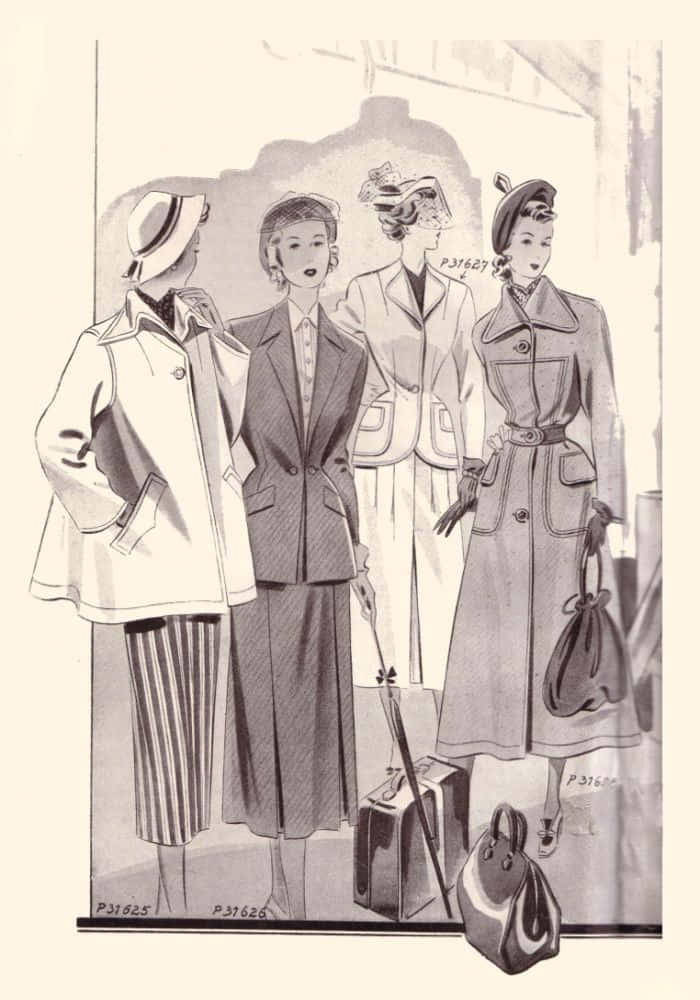 1940s Vrouwenmode Illustratie Achtergrond