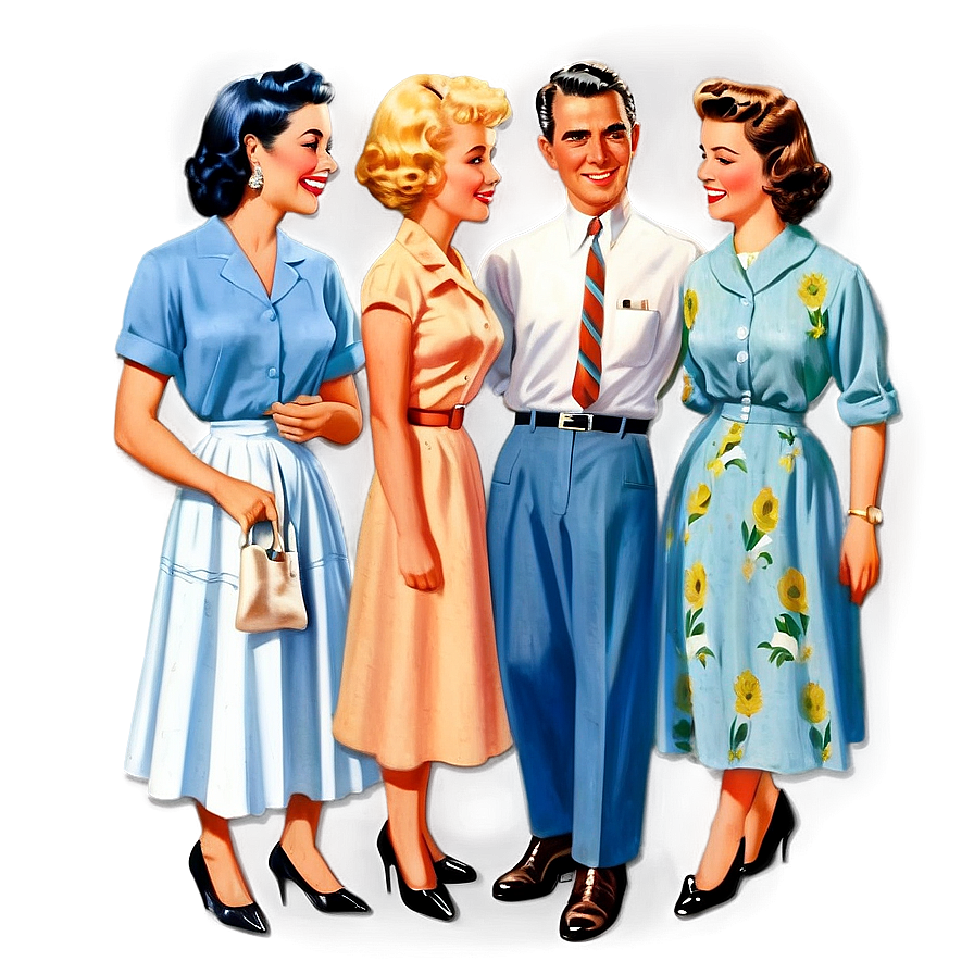 1950s American Suburbia Illustration Png 06242024 PNG