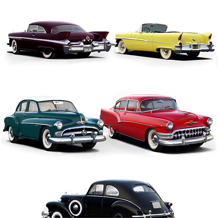 1950s Vintage Cars Collection Png Hdk78 PNG