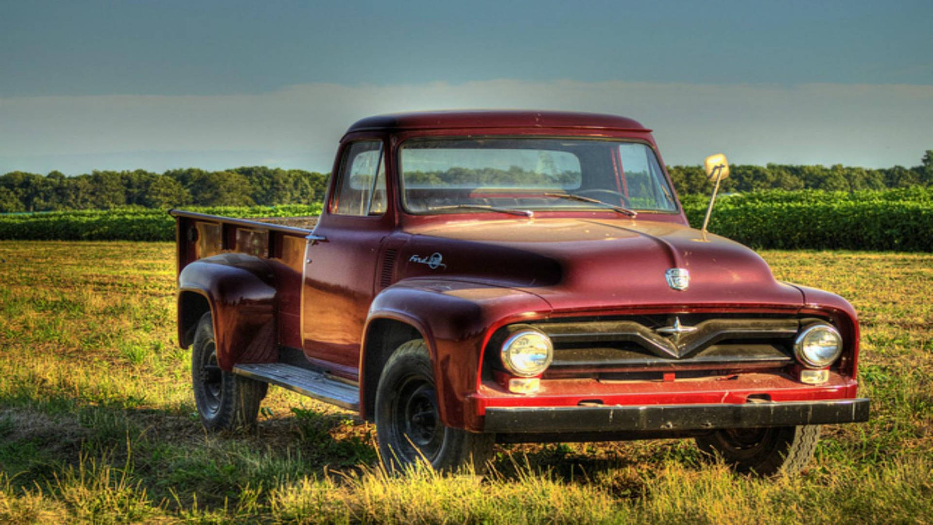 1953 Red Old Ford Truck Wallpaper