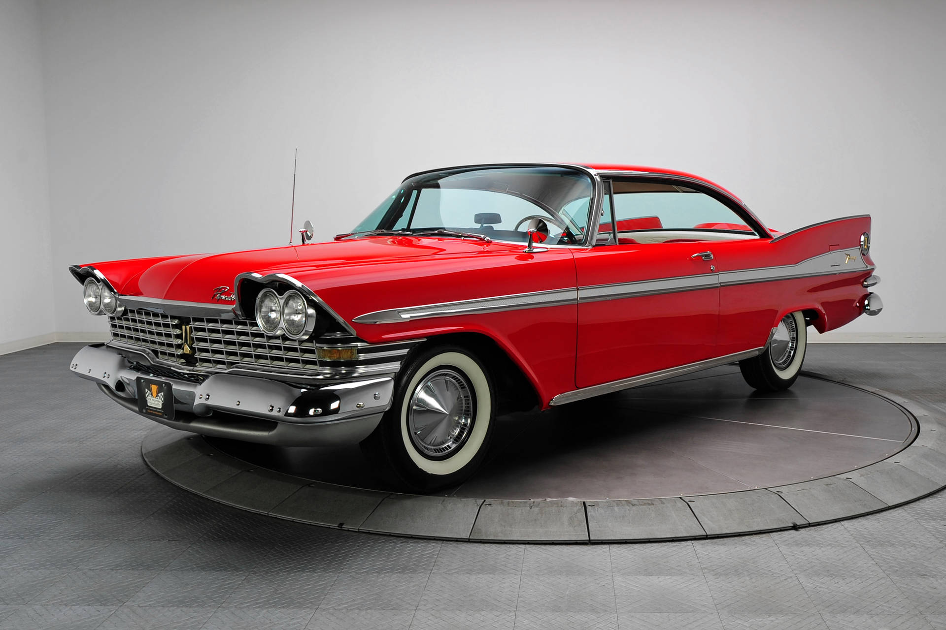 1959 Plymouth Fury Red Vintage Car Wallpaper