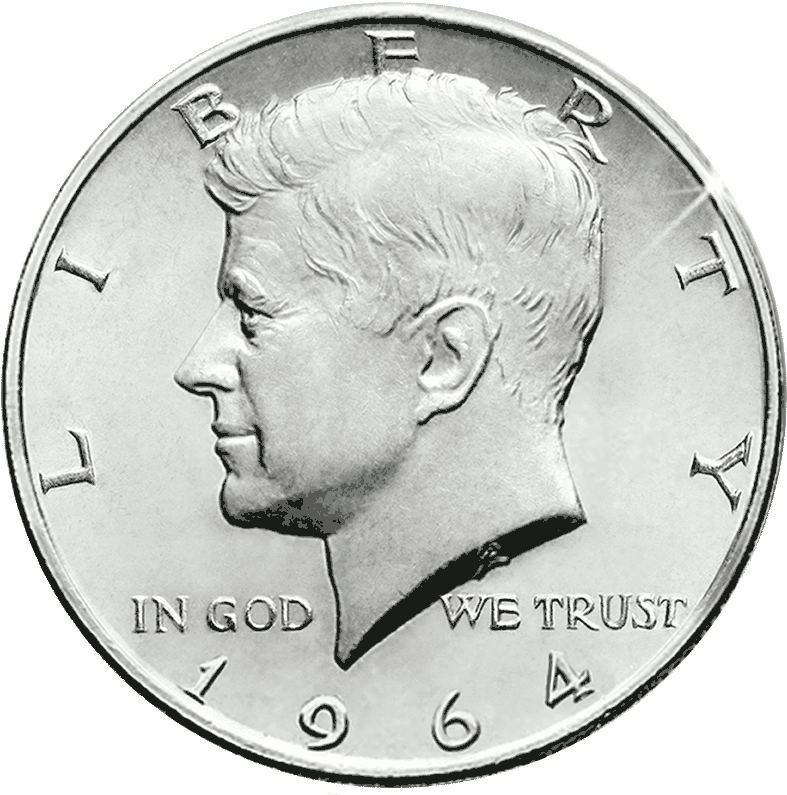 1964 Silver Half Dollar Coin PNG