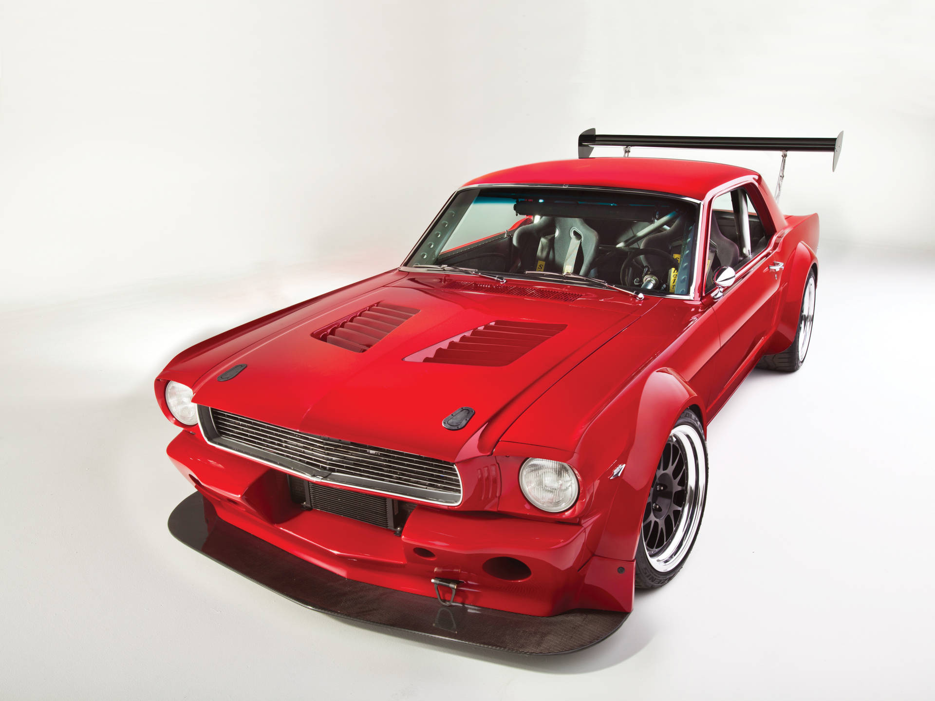 Ford Mustang Hd Rossa Del 1966 Sfondo