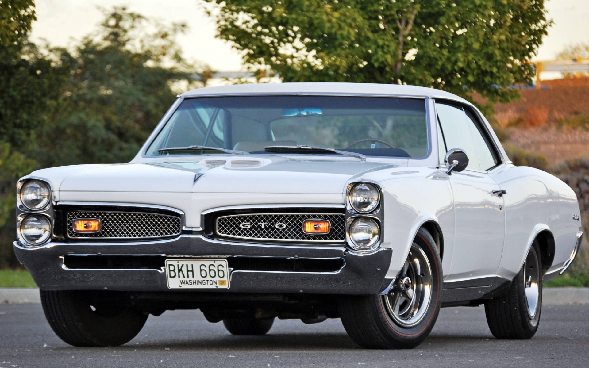 Classic 1967 White Pontiac GTO Wallpaper