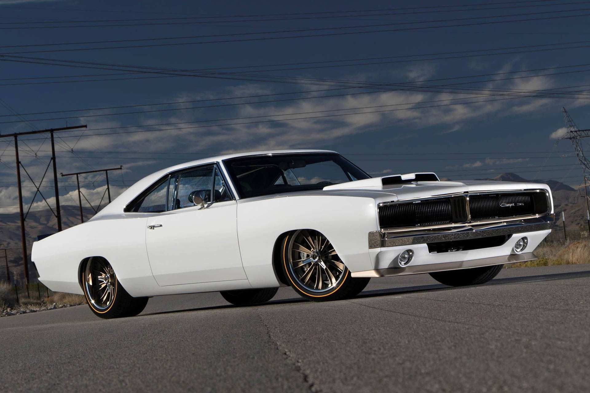 Classic Charm - 1969 Dodge Charger in Matte White Finish Wallpaper