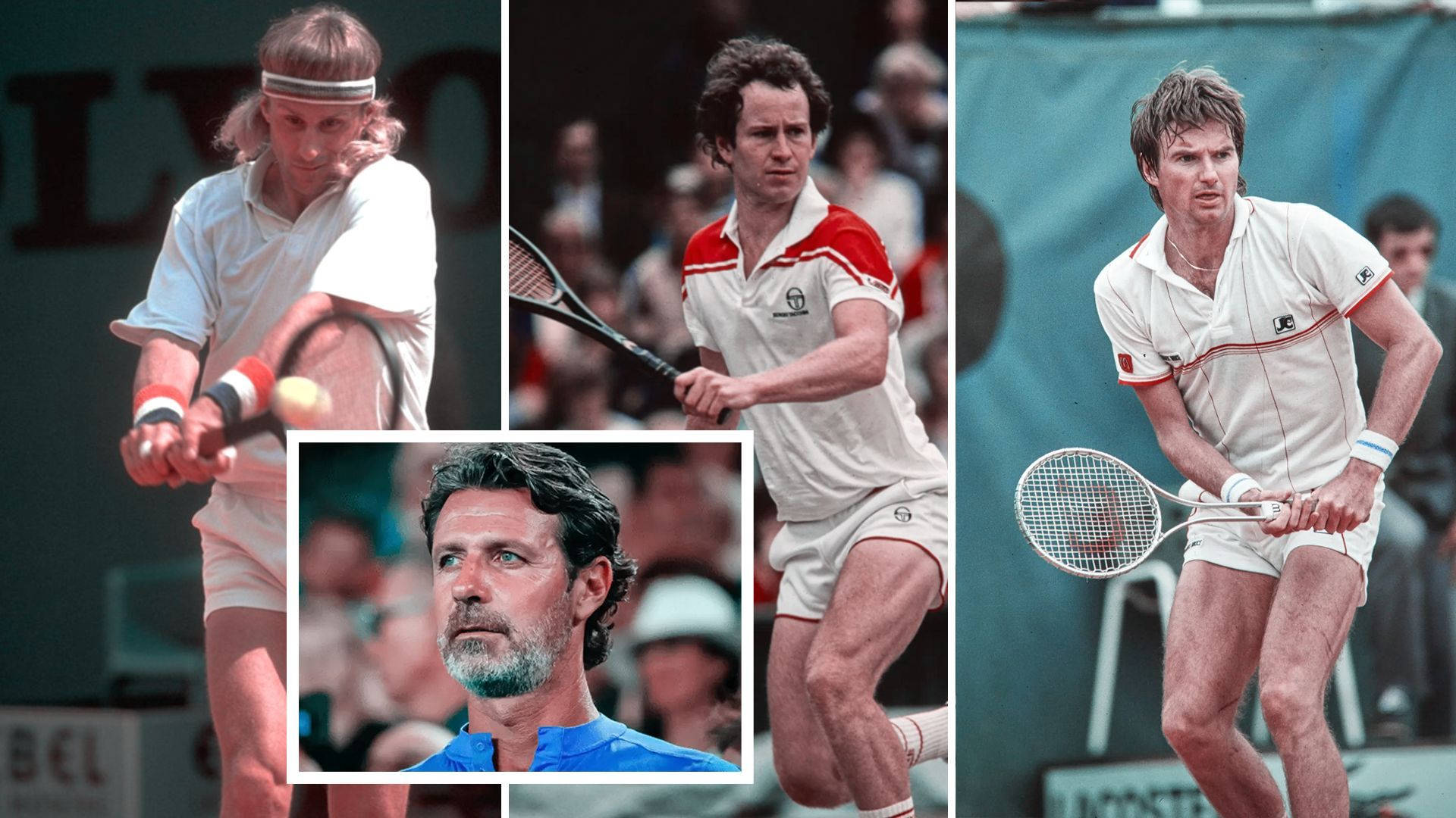 Collagede Los Mejores Jugadores De Tenis De Los Años 80 Con Björn Borg. Fondo de pantalla