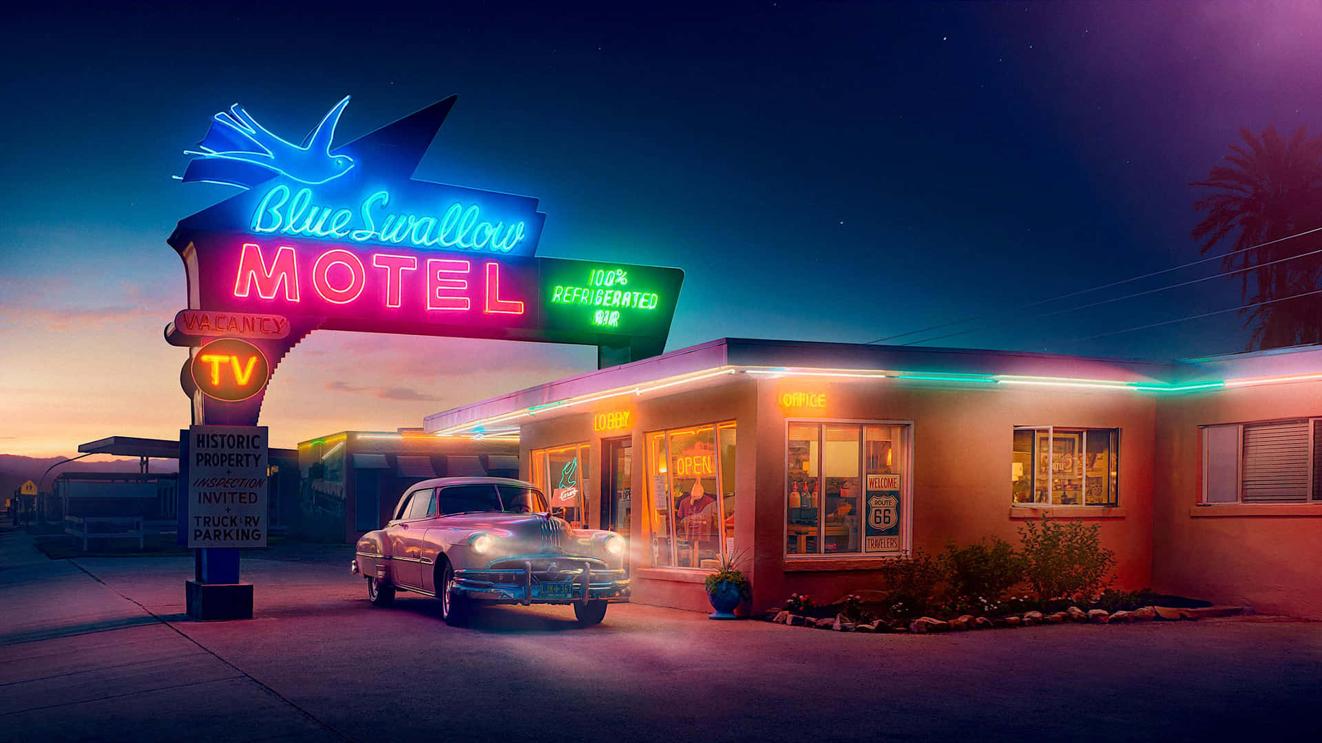 Blue Swallow Motel 1980s Background