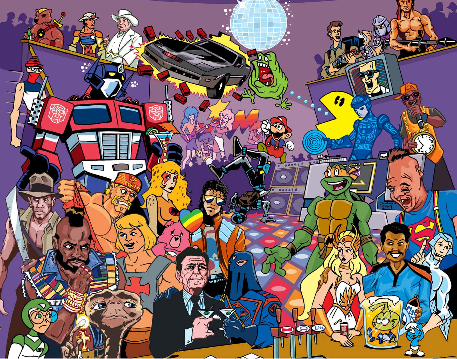 Carttoon Characters Classic 1980s Background