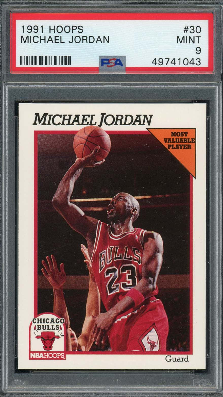 1991 Michael Jordan Hoops Kaart P S A Mint Achtergrond