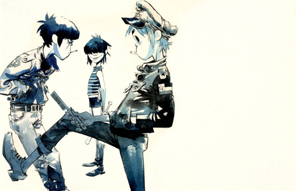 The Unstoppable Art Force: 2-D and Murdoc of Gorillaz Wallpaper