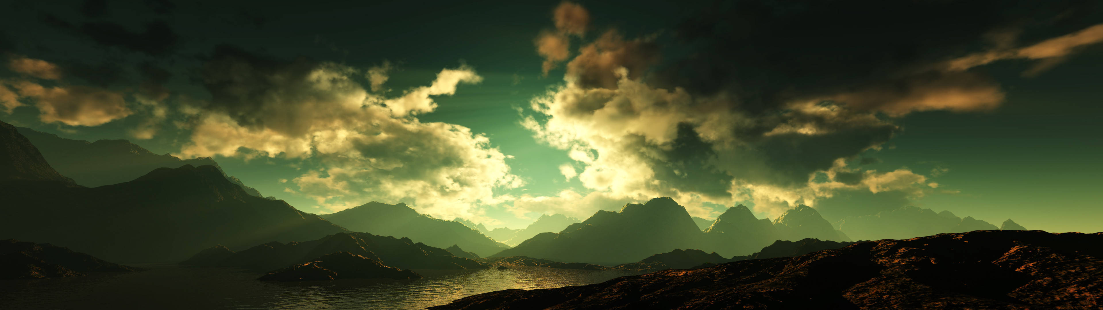2 Monitor Nature Clouds Wallpaper