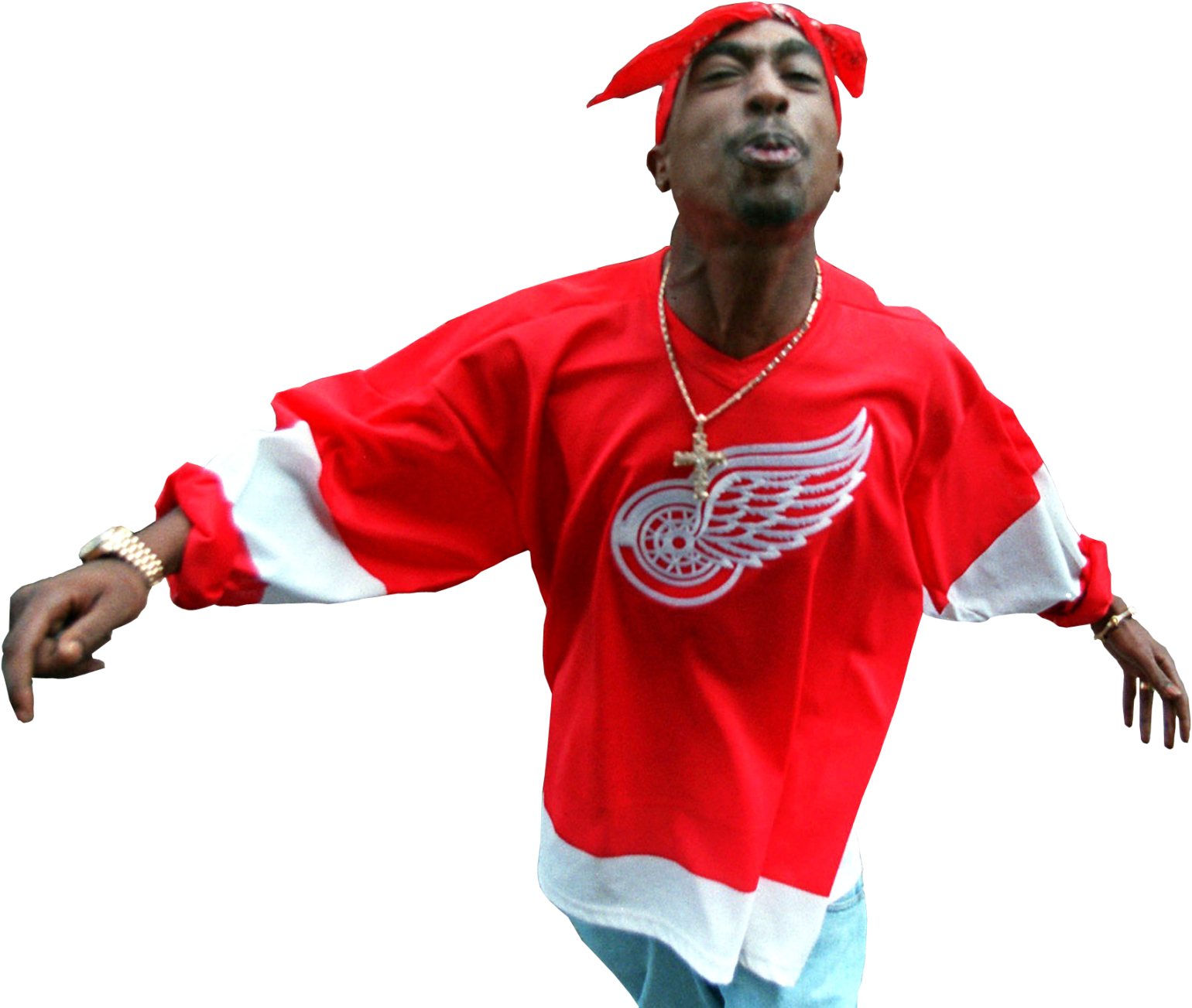 2 Pac Red Hockey Jersey Pose PNG