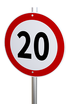 20 M P H Speed Limit Sign PNG