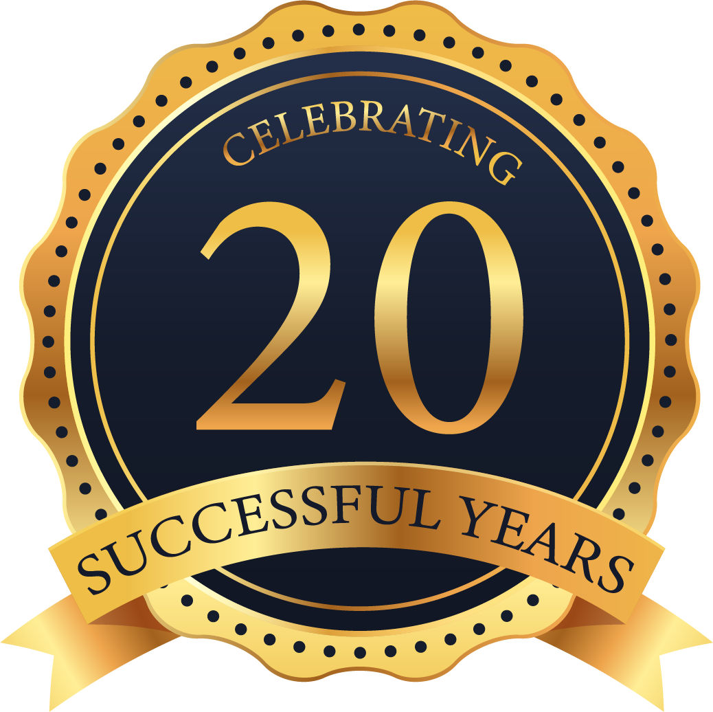 20 Years Anniversary Celebration Badge PNG