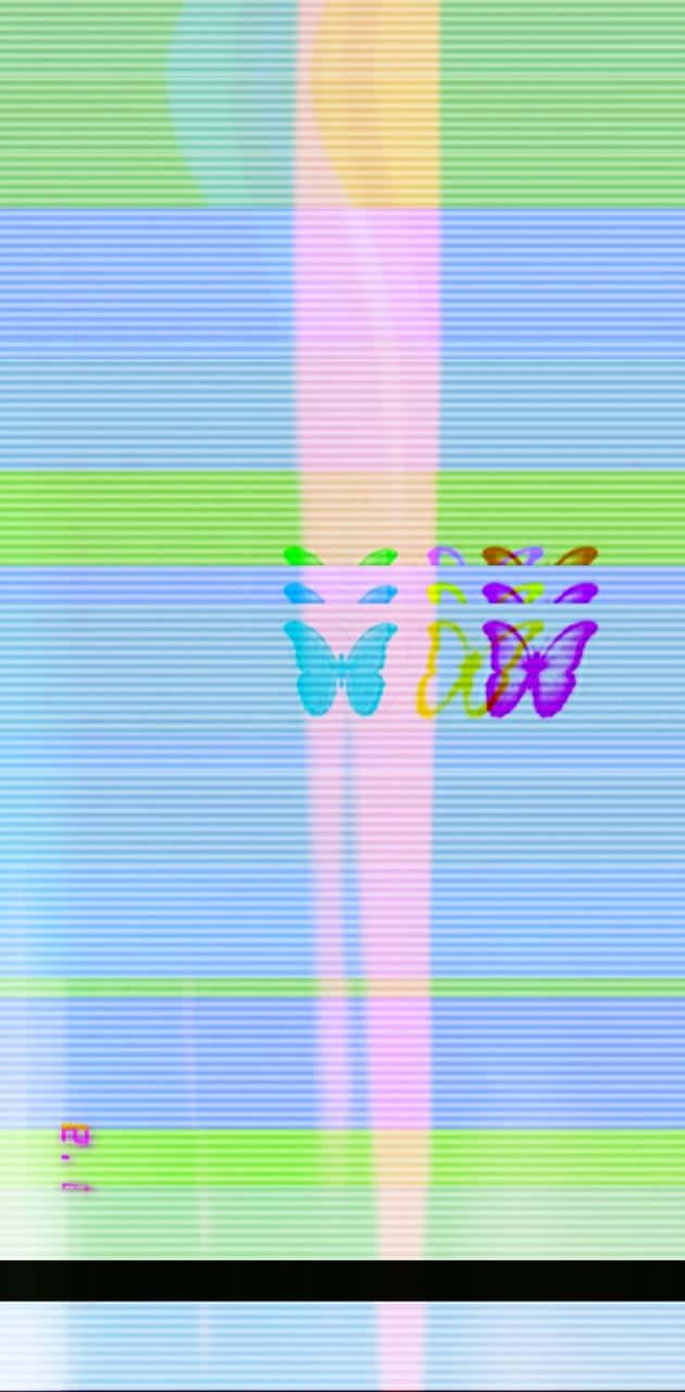 Einfarbenfroher Bildschirm Mit Einem Schmetterling Darauf.
