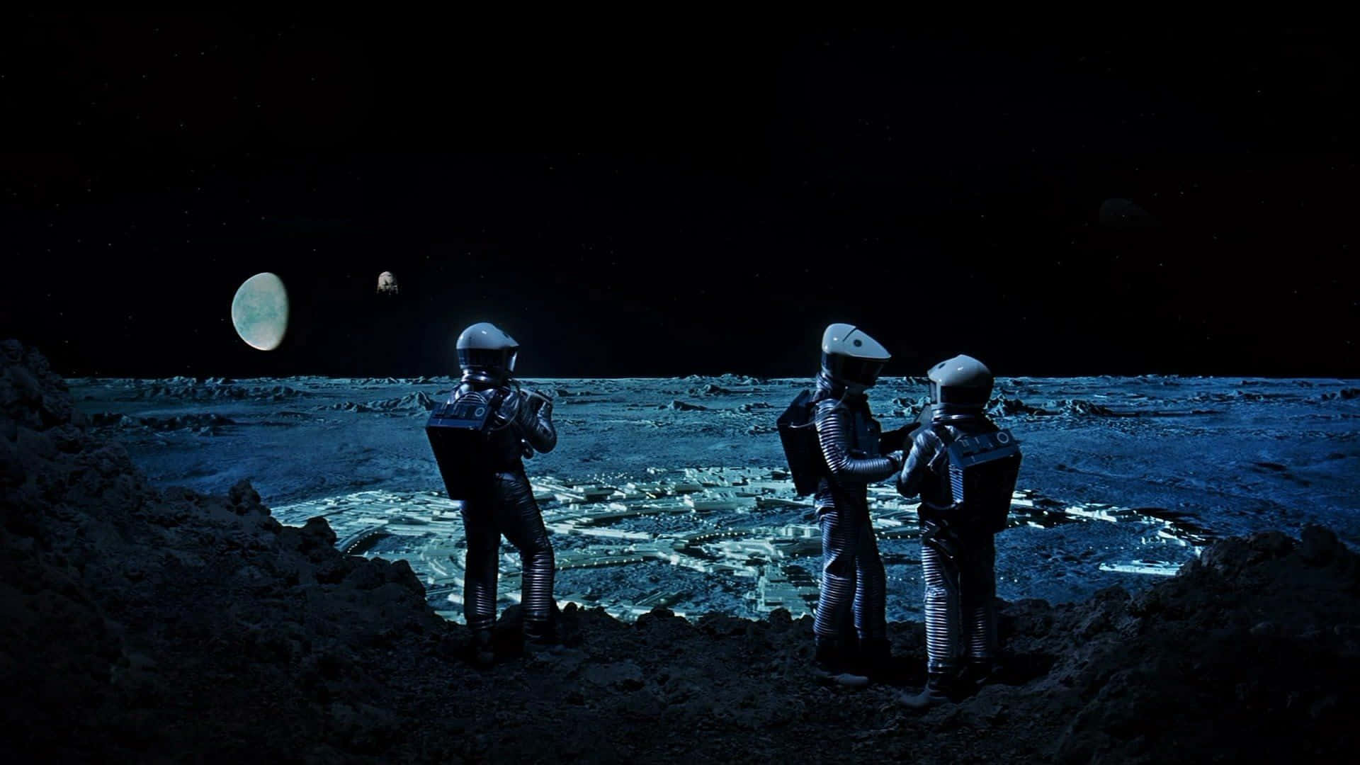 A scene from Stanley Kubrick's classic sci-fi film "2001: A Space Odyssey" Wallpaper