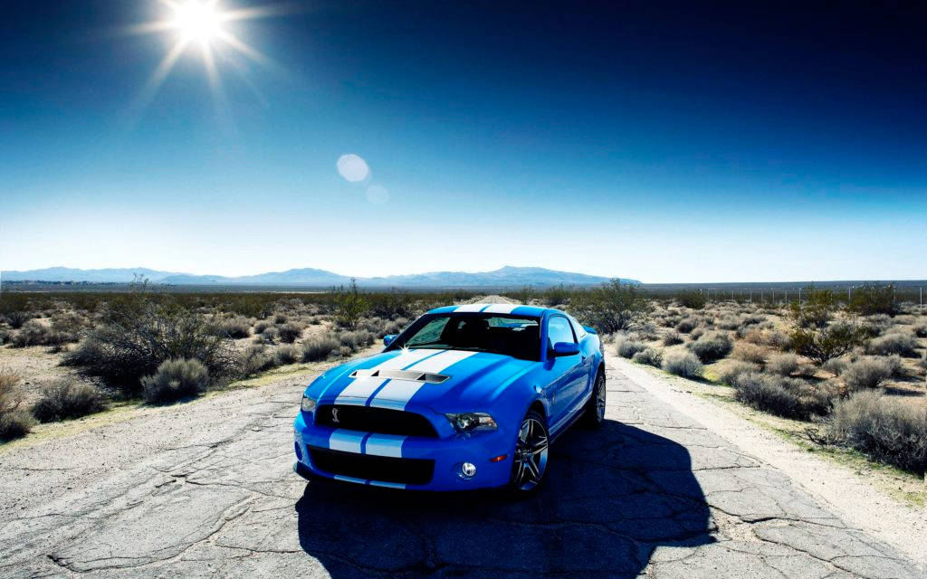 2010 Blue Mustang Hd Deserto Di Shelby Sfondo