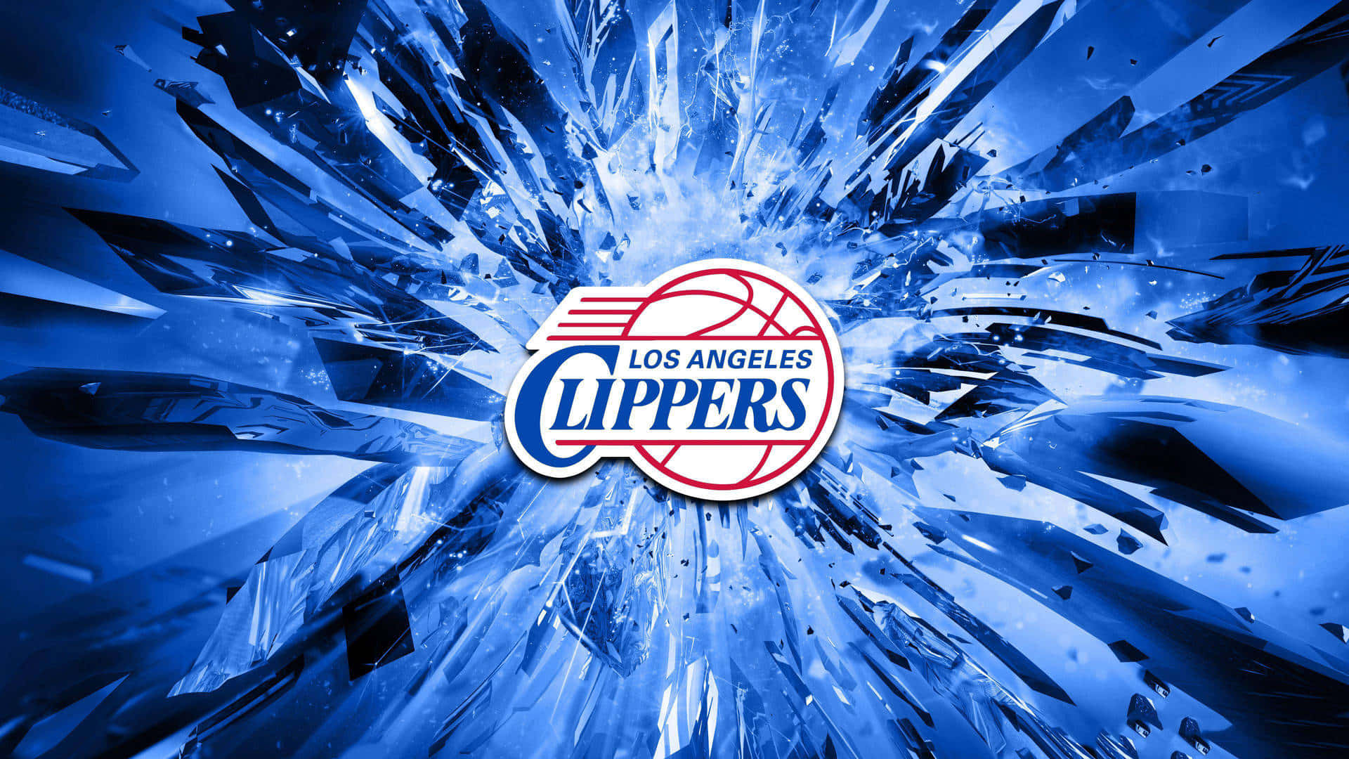 2010la Clippers Emblem Med Blå Kristallglas Digital Konst. Wallpaper