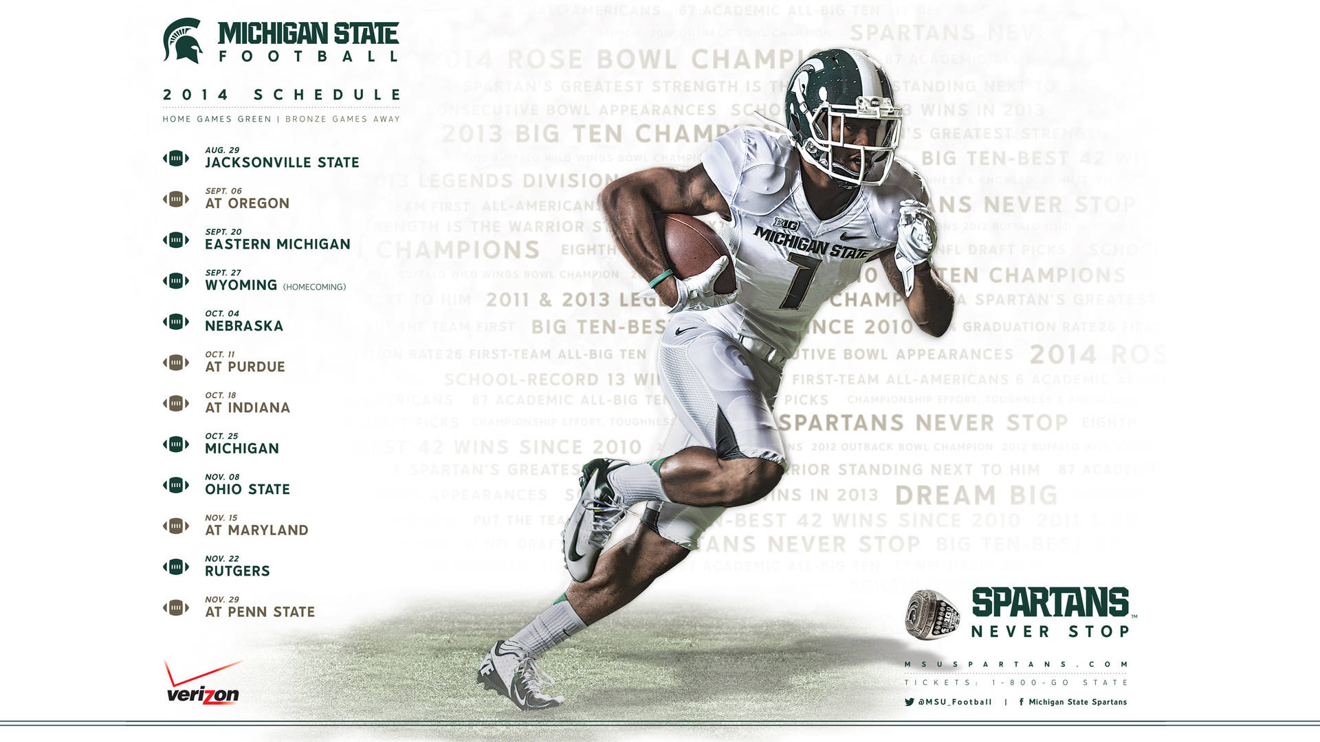 Download 2014 Michigan State University Football Schedule Wallpaper