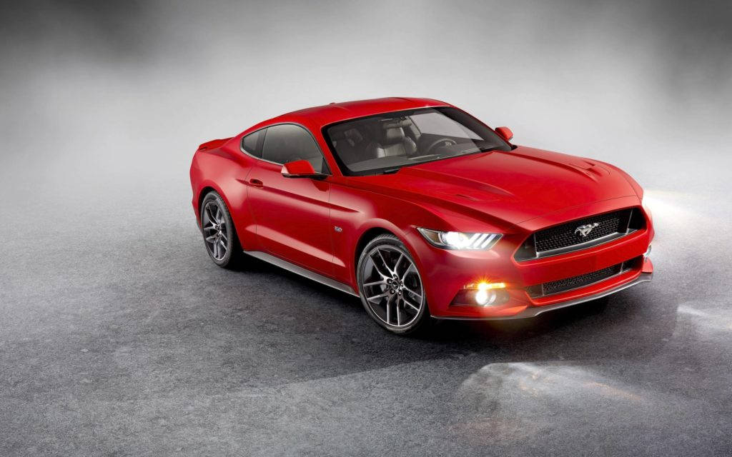 2015 Red Ford Mustang Hd Promo Wallpaper