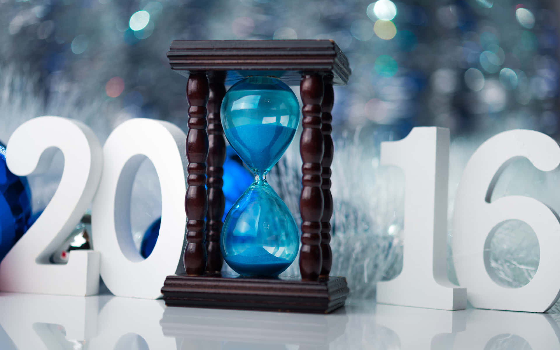 Blue Hourglass With White 2016 Background