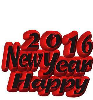 2016 Happy New Year Balloon Text PNG