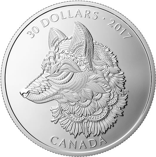 2017 Canadian30 Dollar Silver Coin PNG