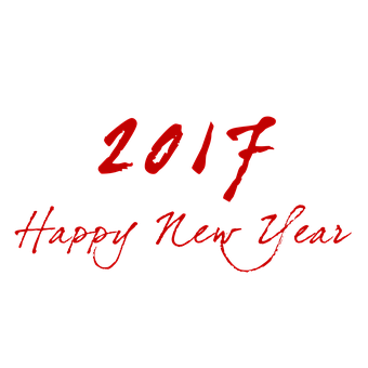 2017 Happy New Year Red Text Black Background PNG