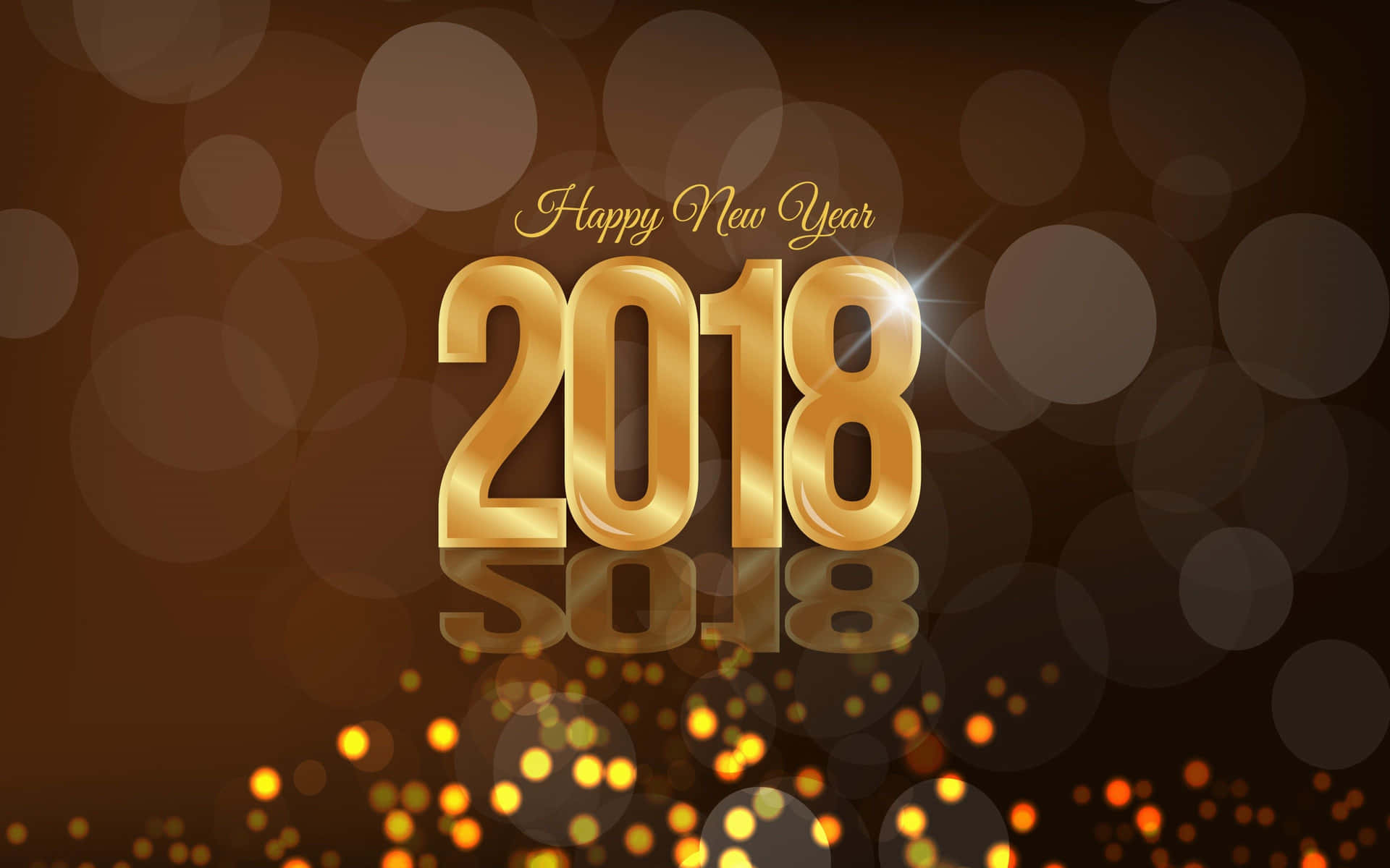 Happy New Year 2018 On A Dark Background With Gold Letters