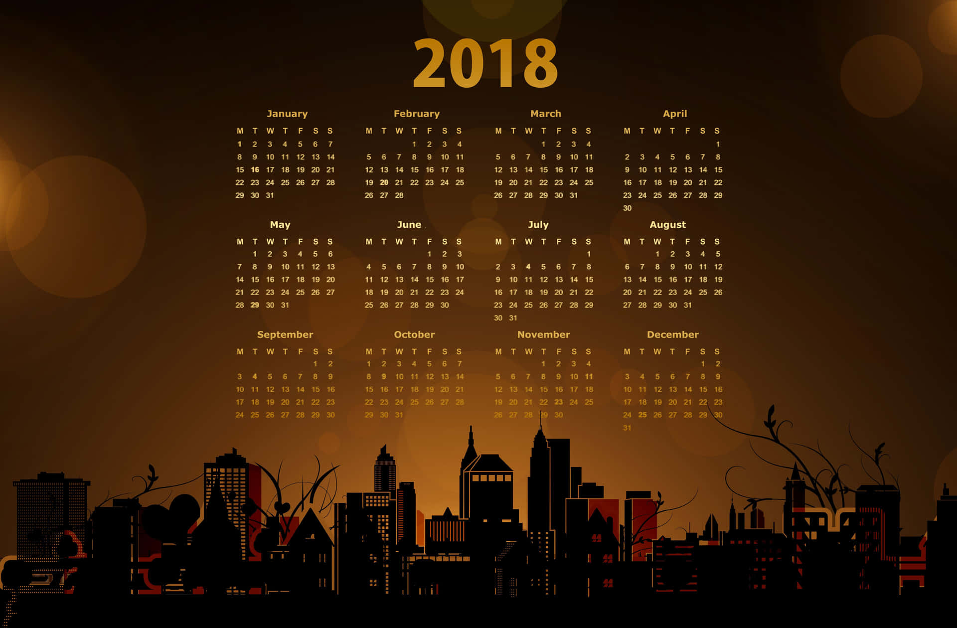 Unoskyline Della Città Con Un Calendario Sopra