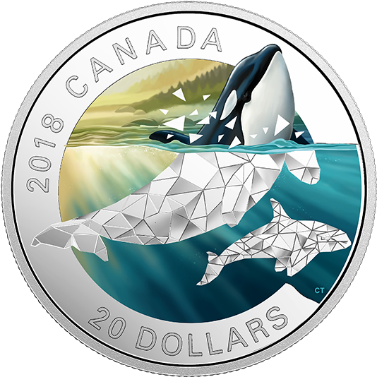2018 Canadian20 Dollar Orca Coin PNG