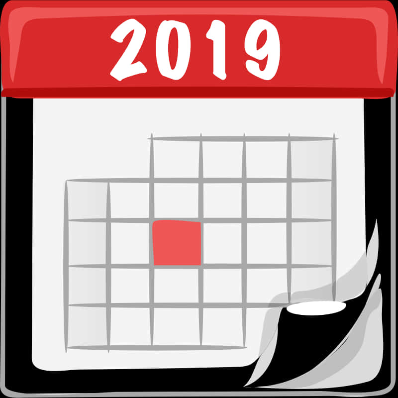 2019 Calendar Iconwith Red Marker PNG