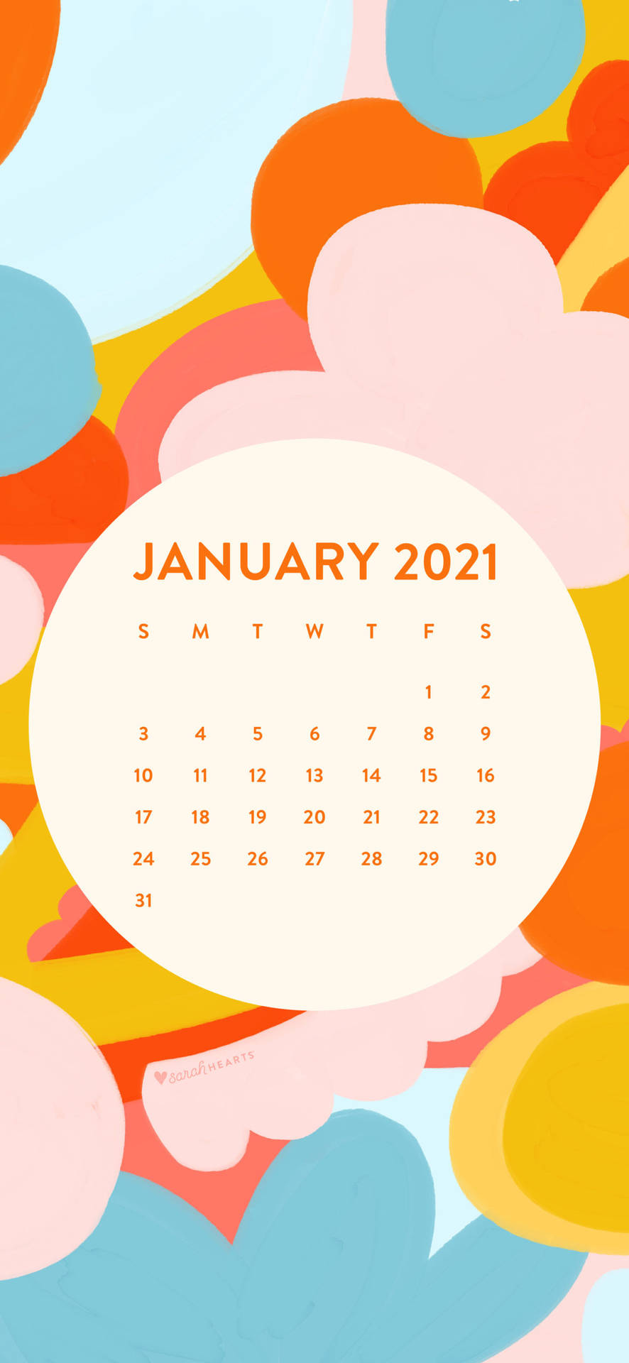 A Colorful Calendar With The Words January 2021 Wallpaper