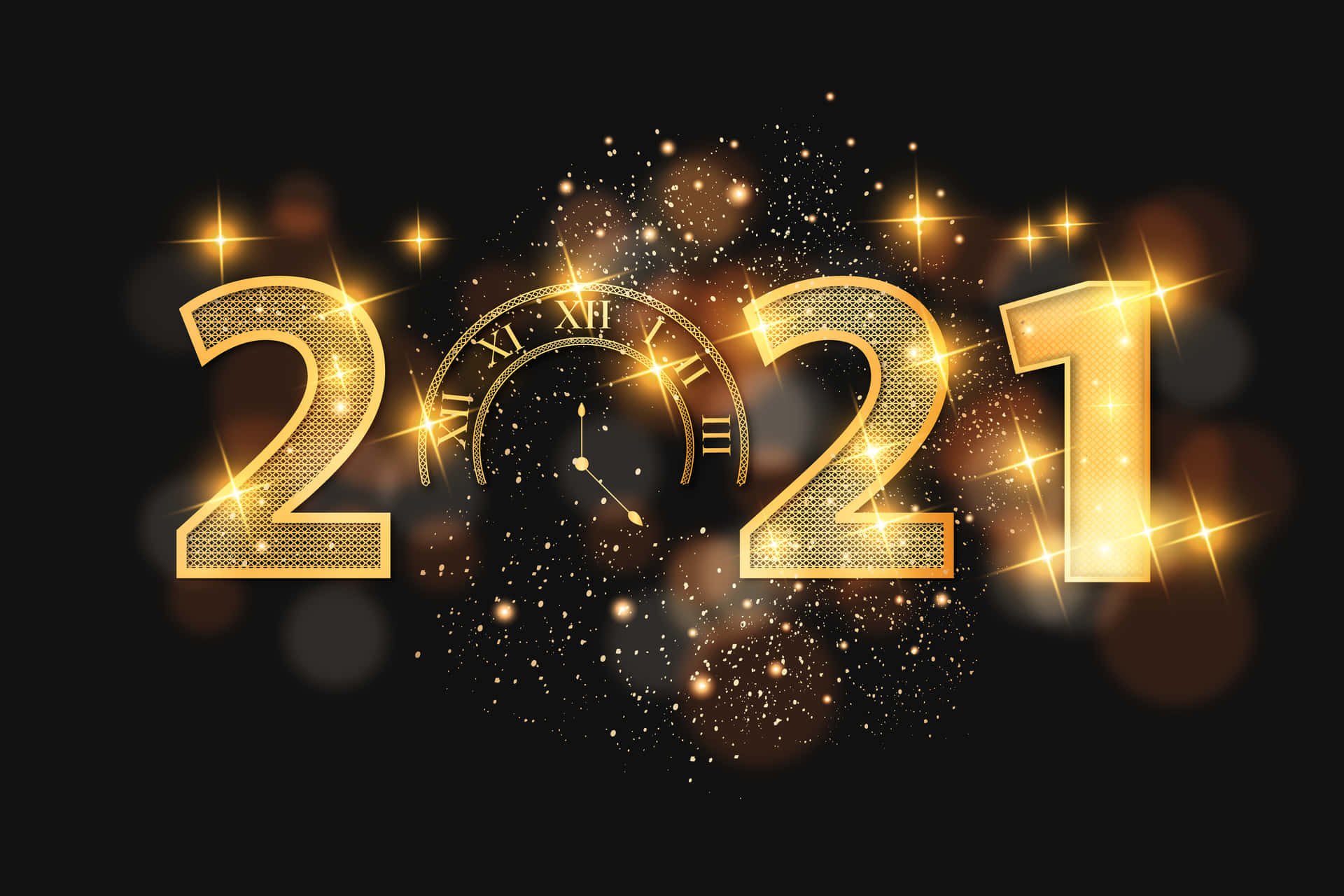 2021 Happy New Year Glittery Numbers Wallpaper