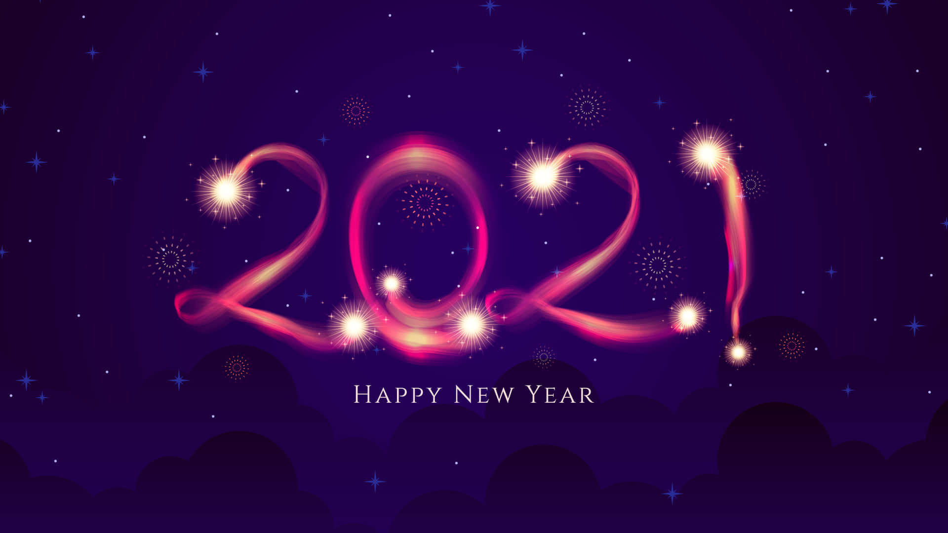 2021 Happy New Year Glowing Numbers Wallpaper