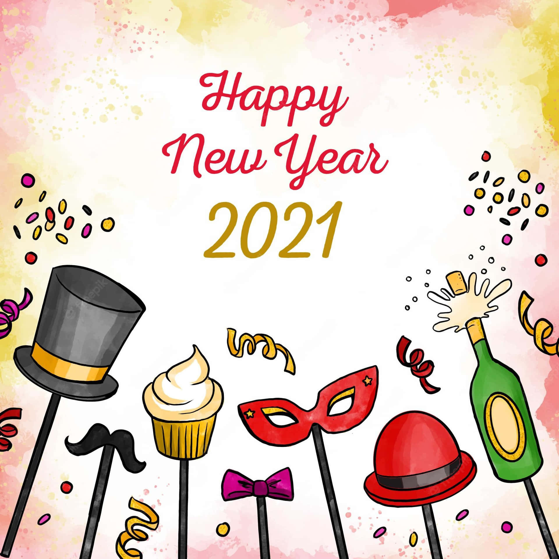 2021 Happy New Year Festive Illustration Wallpaper