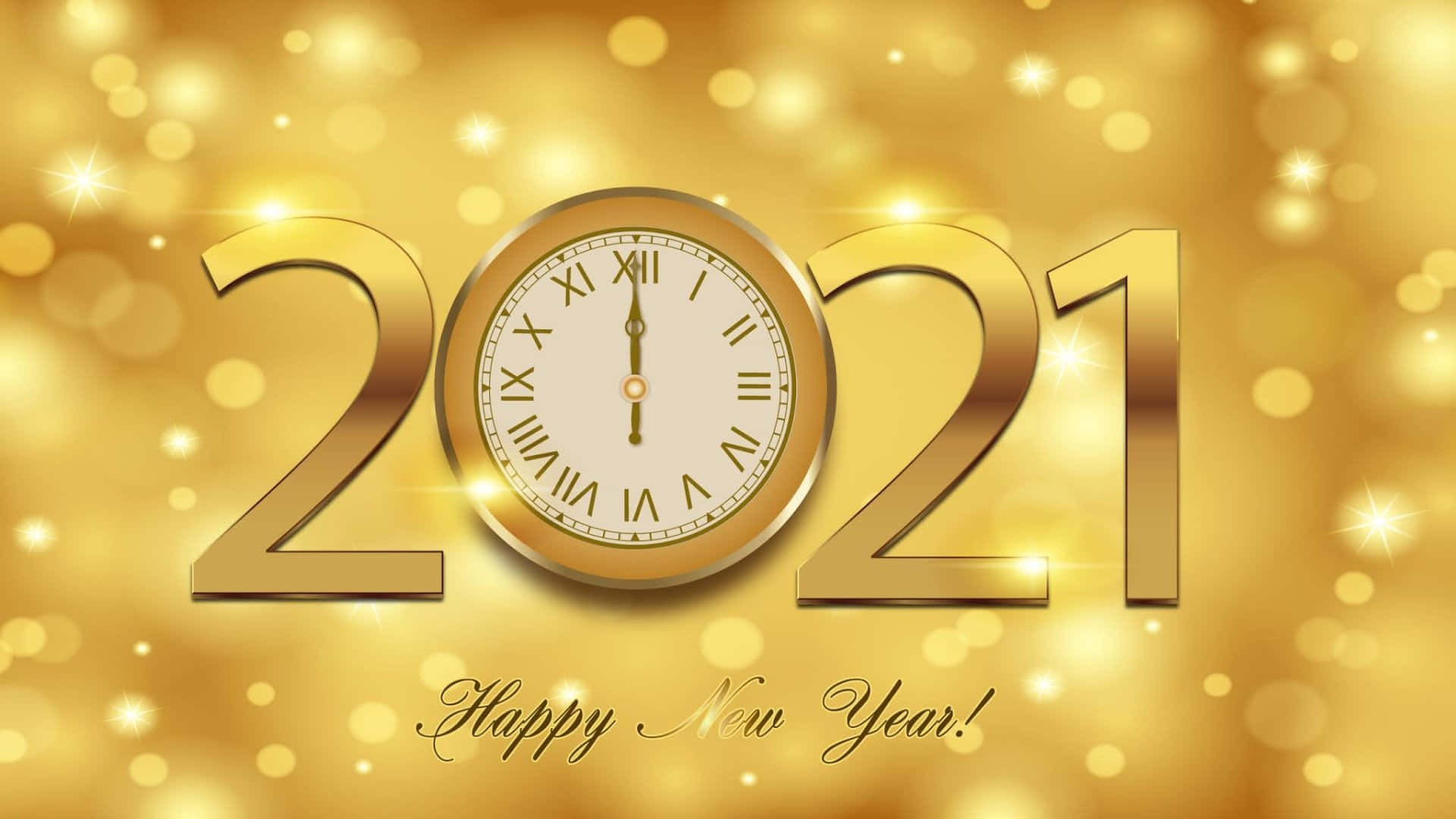 2021 Happy New Year Gold Aesthetic Wallpaper