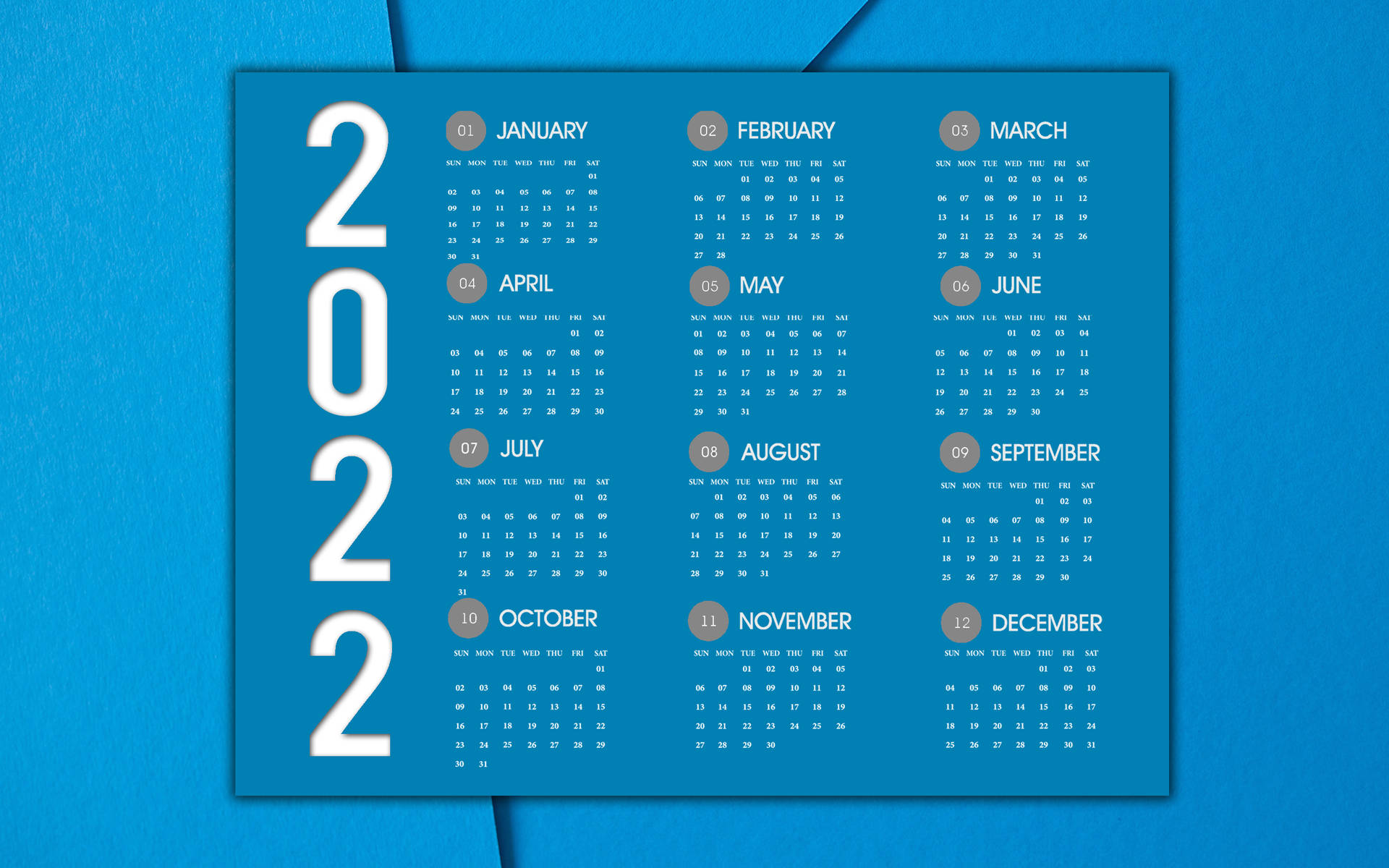 2022 Calendar In Blue Wallpaper